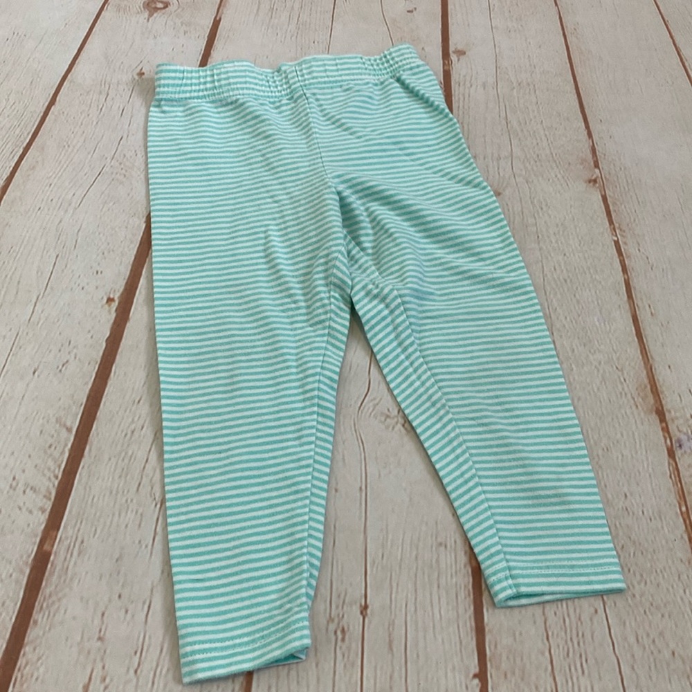 Carter's 18-Month Sea Green and White Striped Basic Leggings